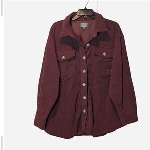 Pre-owne Burgundy Corduroy Button-Up Shirt